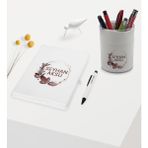 Bk Gift Kişiye Özel Çiçek Tasarımlı Beyaz Defter Kalem ve Kalemlik Hediye Seti - Model 13