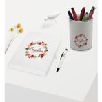 Bk Gift Kişiye Özel Çiçek Tasarımlı Beyaz Defter Kalem ve Kalemlik Hediye Seti - Model 19
