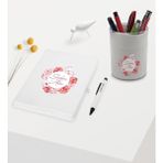 Bk Gift Kişiye Özel Çiçek Tasarımlı Beyaz Defter Kalem ve Kalemlik Hediye Seti - Model 2