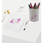 Bk Gift Kişiye Özel Çiçek Tasarımlı Beyaz Defter Kalem ve Kalemlik Hediye Seti - Model 3