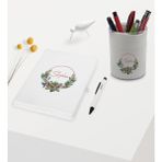 Bk Gift Kişiye Özel Çiçek Tasarımlı Beyaz Defter Kalem ve Kalemlik Hediye Seti - Model 7