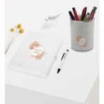 Bk Gift Kişiye Özel Çiçek Tasarımlı Beyaz Defter Kalem ve Kalemlik - Model 16