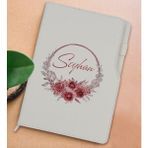 Bk Gift Kişiye Özel Çiçek Tasarımlı Beyaz Termo Deri Not Defteri 15X21CM-1 - Renkli
