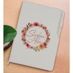 Bk Gift Kişiye Özel Çiçek Tasarımlı Beyaz Termo Deri Not Defteri 15X21CM-12 - Renkli