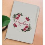 Bk Gift Kişiye Özel Çiçek Tasarımlı Beyaz Termo Deri Not Defteri 15X21CM-15 - Renkli