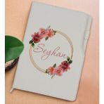Bk Gift Kişiye Özel Çiçek Tasarımlı Beyaz Termo Deri Not Defteri 15X21CM-18 - Renkli
