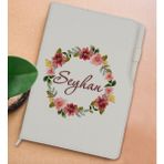 Bk Gift Kişiye Özel Çiçek Tasarımlı Beyaz Termo Deri Not Defteri 15X21CM-19 - Renkli