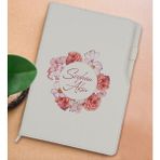 Bk Gift Kişiye Özel Çiçek Tasarımlı Beyaz Termo Deri Not Defteri 15X21CM-2 - Renkli