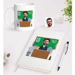 Bk Gift Kişiye Özel Coğrafya Öğretmeni Karikatürlü Beyaz Defter Kalem Kupa Seti - 2