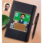 Bk Gift Kişiye Özel Coğrafya Öğretmeni Karikatürlü Siyah Defter ve Metal Versatil Kalem(0,7 Kurşun) Hediye Seti-2