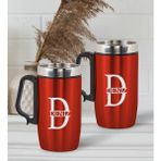 Bk Gift Kişiye Özel Deri Çantalı Kırmızı Seyahat Termosu Ve İkili Termos Mug Hediye Seti - 3
