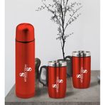 Bk Gift Kişiye Özel Deri Çantalı Kırmızı Seyahat Termosu Ve İkili Termos Mug Hediye Seti - 6