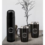 Bk Gift Kişiye Özel Deri Çantalı Siyah Seyahat Termosu Ve İkili Termos Mug Hediye Seti -5