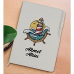 Bk Gift Kişiye Özel Dümen Tasarımlı Beyaz Termo Deri Not Defteri 15X21CM-4 - Renkli