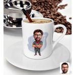 Bk Gift Kişiye Özel Erkek Antrenör Karikatürlü Türk Kahvesi Fincanı-2 - Beyaz