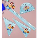 BK Gift Kişiye Özel Erkek Öğrenci Karikatürlü 4’lü Pleksi Okul Cetvel Seti-1