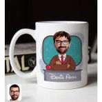 BK Gift Kişiye Özel Erkek Öğretmen Karikatürlü 3 Beyaz Kupa