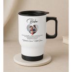 Bk Gift Kişiye Özel Fotoğraflı Babalar Günü Tasarımlı Kulplu Beyaz Çelik Bardak Termos Mug 450ML-7, Babalar Günü , Babaya