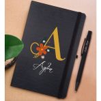 Bk Gift Kişiye Özel Harf ve Isim Tasarımlı Siyah Defter ve Metal Versatil Kalem(0,7 Kurşun) Hediye Seti-1
