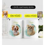 Bk Gift Kişiye Özel Iki Evcil Hayvan Karikatürlü Beyaz Kupa Bardak-1, Arkadaşa Hediye, Sevgiliye Hediye