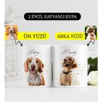 Bk Gift Kişiye Özel Iki Evcil Hayvan Karikatürlü Beyaz Kupa Bardak-7, Arkadaşa Hediye, Sevgiliye Hediye
