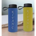 Bk Gift Kişiye Özel Isimli 2’li Mavi ve Sarı Cam Matara 500ML, Sevgiliye Hediye, Isimli Cam Matara, Sevgililer Günü