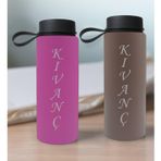 Bk Gift Kişiye Özel Isimli 2’li Pembe ve Gri Cam Matara 500ML, Sevgiliye Hediye, Isimli Cam Matara, Sevgililer Günü