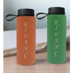 Bk Gift Kişiye Özel Isimli 2’li Somon ve Yeşil Cam Matara 500ML, Sevgiliye Hediye, Isimli Cam Matara, Sevgililer Günü