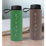 Bk Gift Kişiye Özel Isimli 2’li Yeşil ve Gri Cam Matara 500ML, Sevgiliye Hediye, Isimli Cam Matara, Sevgililer Günü