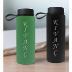 Bk Gift Kişiye Özel Isimli 2’li Yeşil ve Siyah Cam Matara 500ML, Sevgiliye Hediye, Isimli Cam Matara, Sevgililer Günü