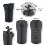Bk Gift Kişiye Özel Isimli 5335 Paslanmaz Siyah Çelik Termos Mug 400ML, Vakumlu Termos Bardak