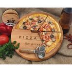 Bk Gift Kişiye Özel Isimli Bambu Ahşap Döner Tablalı Pizza Tahtası-1, Pizza Kesme Tahtası Seti, Şarküteri Tahtası, Servis Tepsisi, Ahşap Tabak, Eve Taşınma Hediyesi