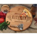 Bk Gift Kişiye Özel Isimli Bambu Ahşap Döner Tablalı Pizza Tahtası-11, Pizza Kesme Tahtası Seti, Şarküteri Tahtası, Servis Tepsisi, Ahşap Tabak, Eve Taşınma Hediyesi