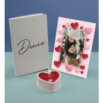 Bk Gift Kişiye Özel Isimli Beyaz Defter Dekoratif Çerçeve ve Kalp Taş Obje Kokulu Mum Hediye Seti-1, Sevgiliye Hediye, Arkadaşa Hediye