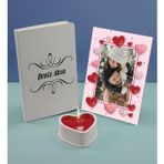 Bk Gift Kişiye Özel Isimli Beyaz Defter Dekoratif Çerçeve ve Kalp Taş Obje Kokulu Mum Hediye Seti-7, Sevgiliye Hediye, Arkadaşa Hediye