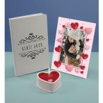 Bk Gift Kişiye Özel Isimli Beyaz Defter Dekoratif Çerçeve ve Kalp Taş Obje Kokulu Mum Hediye Seti-8, Sevgiliye Hediye, Arkadaşa Hediye