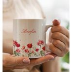 Bk Gift Kişiye Özel Isimli Çiçek Tasarımlı Beyaz Kupa Bardak- 9, Arkadaşa Hediye, Sevgiliye Hediye, Doğum Günü Hediyesi