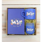 Bk Gift Kişiye Özel Isimli Dtf Anne Temalı Mavi Defter & Kahve Fincanı & Mum Hediye Seti-4, Anneye Hediye, Anneler Günü Hediyesi