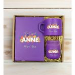 Bk Gift Kişiye Özel Isimli Dtf Anne Temalı Mor Defter & Kahve Fincanı & Mum Hediye Seti-2, Anneye Hediye, Anneler Günü Hediyesi