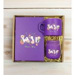 Bk Gift Kişiye Özel Isimli Dtf Anne Temalı Mor Defter & Kahve Fincanı & Mum Hediye Seti-4, Anneye Hediye, Anneler Günü Hediyesi