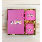 Bk Gift Kişiye Özel Isimli Dtf Anne Temalı Pembe Defter & Kahve Fincanı & Mum Hediye Seti-3, Anneye Hediye, Anneler Günü Hediyesi