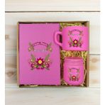Bk Gift Kişiye Özel Isimli Dtf Anne Temalı Pembe Defter & Kahve Fincanı & Mum Hediye Seti-6, Anneye Hediye, Anneler Günü Hediyesi