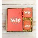 Bk Gift Kişiye Özel Isimli Dtf Anne Temalı Somon Defter & Kahve Fincanı & Mum Hediye Seti-4, Anneye Hediye, Anneler Günü Hediyesi