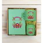 Bk Gift Kişiye Özel Isimli Dtf Anne Temalı Yeşil Defter & Kahve Fincanı & Mum Hediye Seti-6, Anneye Hediye, Anneler Günü Hediyesi