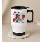Bk Gift Kişiye Özel Isimli Fotoğraflı Kulplu Beyaz Çelik Bardak Termos Mug 450ML-1, Sevgiliye , Arkadaşa , Eşe