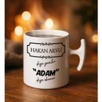 Bk Gift Kişiye Özel Isimli Hammer Kulplu Beyaz Kupa Bardak-1, Arkadaşa Hediye, Sevgiliye Hediye, Doğum Günü Hediyesi