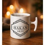 Bk Gift Kişiye Özel Isimli Hammer Kulplu Beyaz Kupa Bardak-6, Arkadaşa Hediye, Sevgiliye Hediye, Doğum Günü Hediyesi