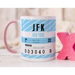 Bk Gift Kişiye Özel Isimli Hava Limanı Tasarımlı Pembe Kupa Bardak-3, Arkadaşa Hediye, Doğum Günü Hediyesi(Düzenlenecek)