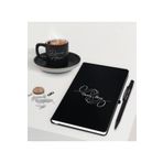 Bk Gift Kişiye Özel İsimli Siyah Defter Kalem ve Türk Kahvesi Fincanı Hediye Seti-3, Arkadaşa Hediye