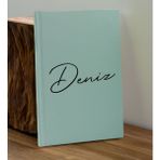 Bk Gift Kişiye Özel İsimli Su Yeşili Defter ve Yeşil Cam Matara